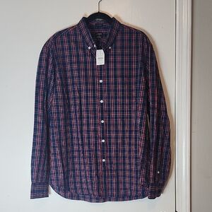 J. Crew Men's Blue and Red Checkered Shirt